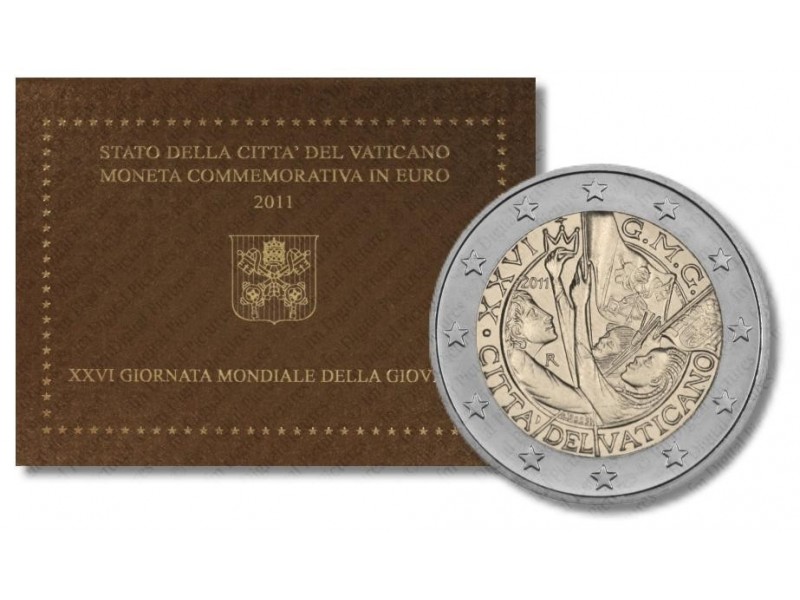 2 Euros VATICAN 2011 Journée mondiale de la Jeunesse 2004 à 2025