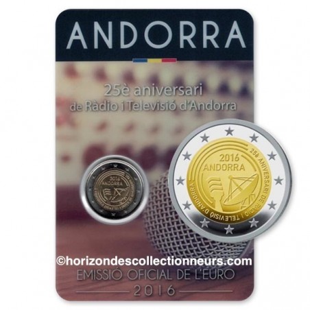 2 euro Andorre 2016 25ème anniversaire de la radio et de la télévision publique de l'AndorreNOUVEAU!!!!