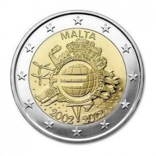 MALTE pièce 2 euros 2012 -10 ans de l'euro