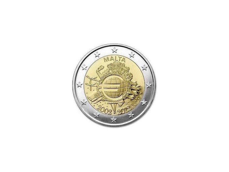 MALTE pièce 2 euros 2012 -10 ans de l'euro