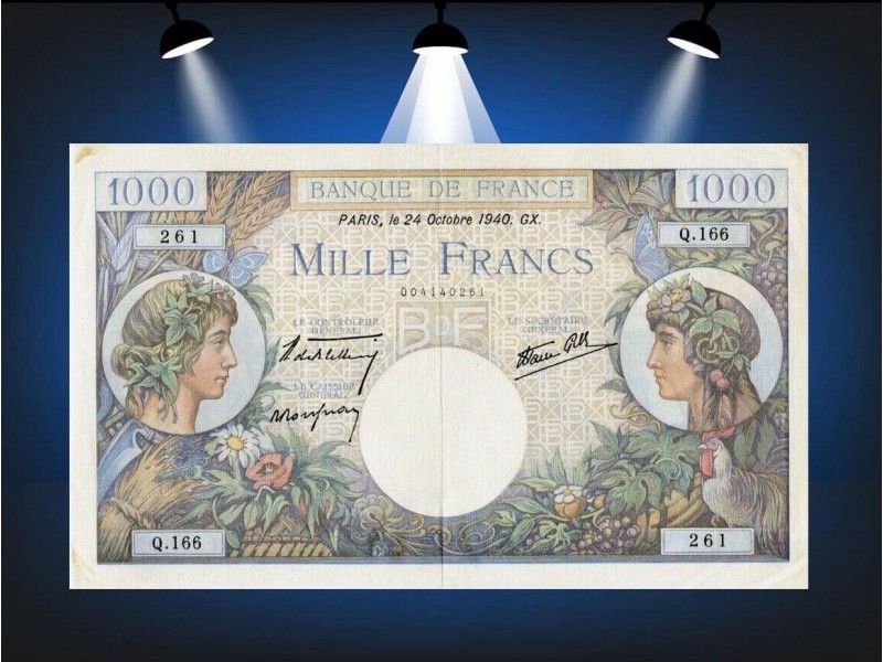 1000 Francs Commerce & Industrie 1940 Q.166
