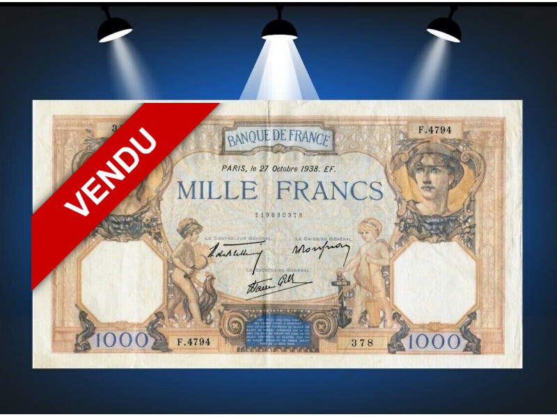 1000 Francs Cérès & Mercure 1938