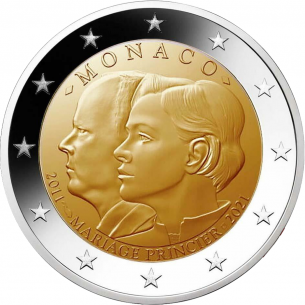 2 Euros BE MONACO 2021 10 ans mariage( 2007 à 2030) -horizondescollectionneurs.com 2