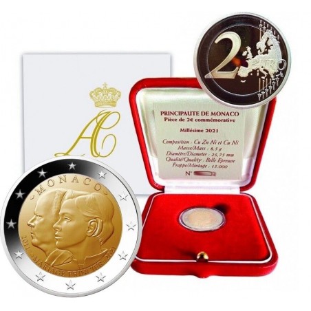 2 Euros BE MONACO 2021 10 ans mariage( 2007 à 2030) -horizondescollectionneurs.com