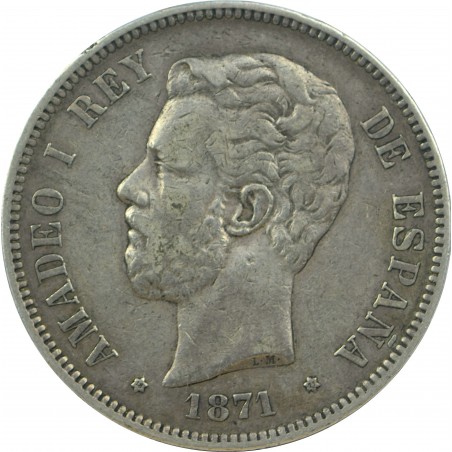 5 Pesetas ESPAGNE Amédée Ier 1871