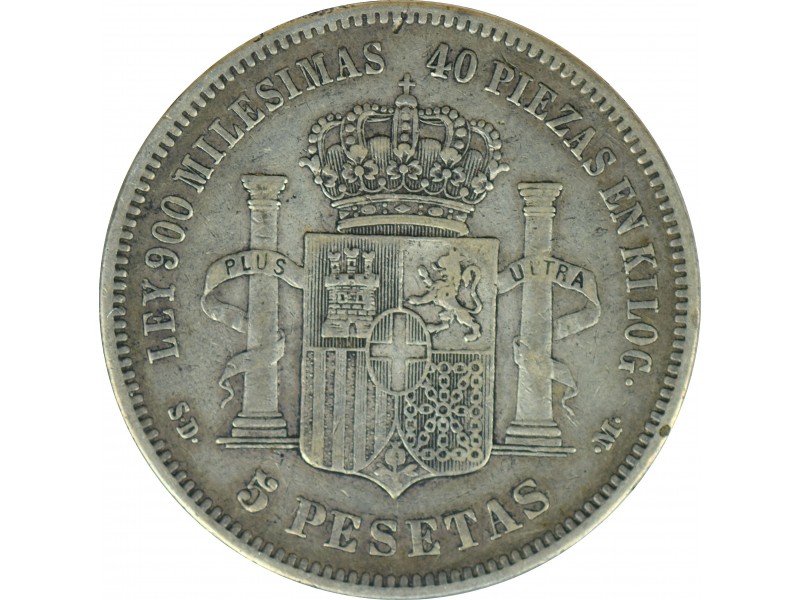 5 Pesetas ESPAGNE Amédée Ier 1871