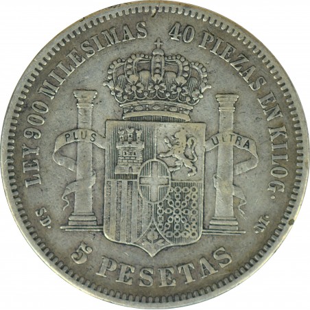 5 Pesetas ESPAGNE Amédée Ier 1871
