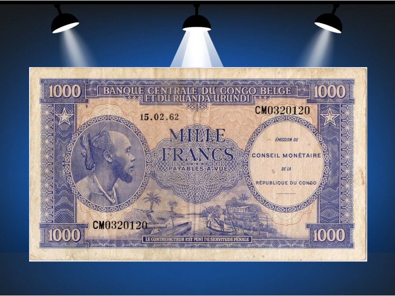 1000 Francs RÉPUBLIQUE DÉMOCRATIQUE DU CONGO 1962 -horizondescollectionneurs.com