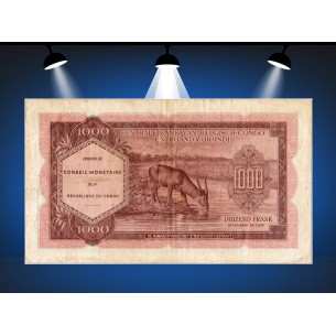 1000 Francs RÉPUBLIQUE DÉMOCRATIQUE DU CONGO 1962 -horizondescollectionneurs.com 2