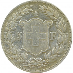 5 Francs SUISSE Helvetica 1890 Berne 1890 à 1916 2