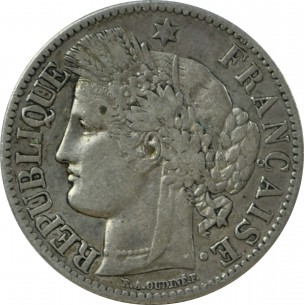 piece 2 Francs Ceres 1873 Paris -