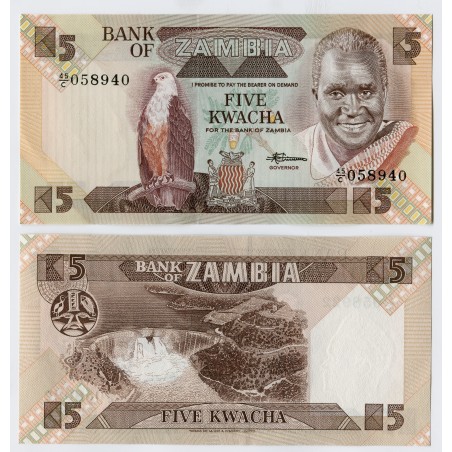 ZAMBIE Billet 5 Kwacha (1980) NEUF P-25d