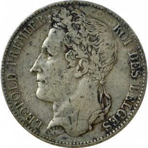 5 Francs BELGIQUE Léopold Ier tête laurée 1847
