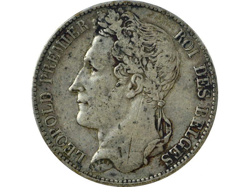 5 Francs BELGIQUE Léopold Ier tête laurée 1847