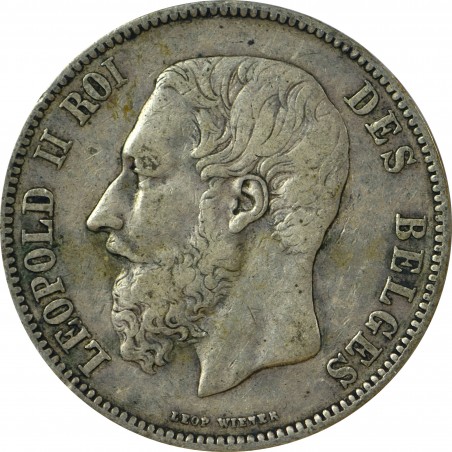 5 Francs BELGIQUE1874  Léopold II 1865 à 1874