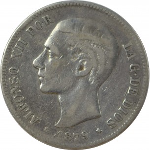 5 Pesetas ESPAGNE 1879 Alphonse XII 1877 à 1881