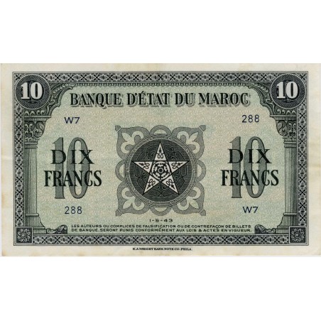 10 Francs Maroc 1943  P-25a