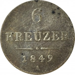 6 kreuzer AUTRICHE Franz Joseph I 1849 2