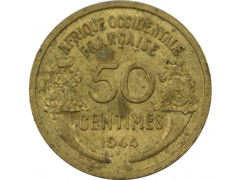 50 Centimes AFRIQUE OCCIDENTALE FRANÇAISE 1944