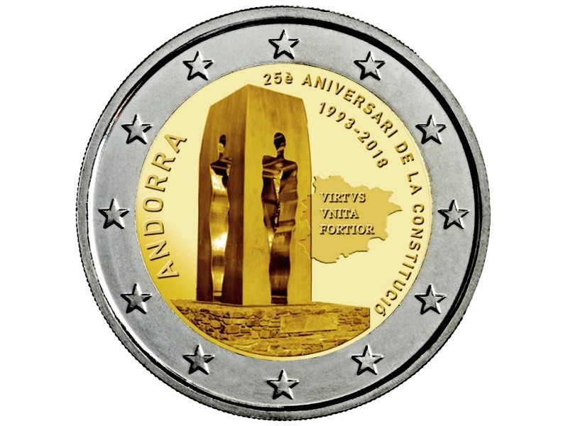 2 Euro Andorre 2018- 25e anniversaire de la Constitution