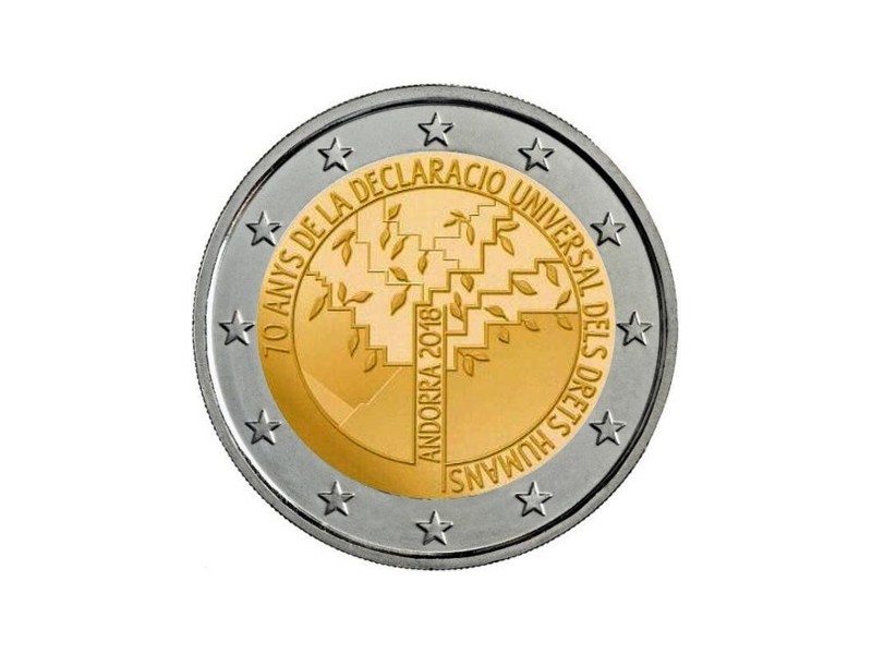 2 Euro Andorre 2018- 70 ans de la Déclaration universelle des droits de l'homme