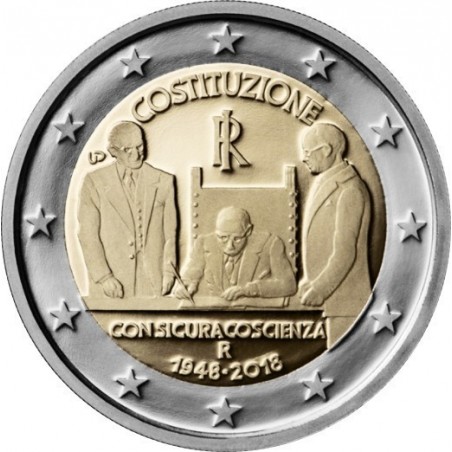 2 Euro Italie 2018 - 70e anniversaire de la Constitution italienne-horizondescollectionneurs.com