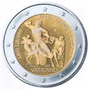 2 euro commémorative VATICAN 2018- Année européenne du patrimoine culturel -horizondescollectionneurs.com