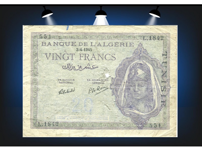 20 Francs TUNISIE 1945 P.18