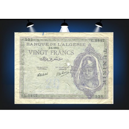 20 Francs TUNISIE 1945 P.18