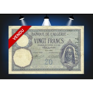 20 Francs TUNISIE 1914 P.6a
