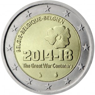 2 Euro commémorative Belgique 2014 1 er Guerre Mondiale -horizondescollectionneurs.com