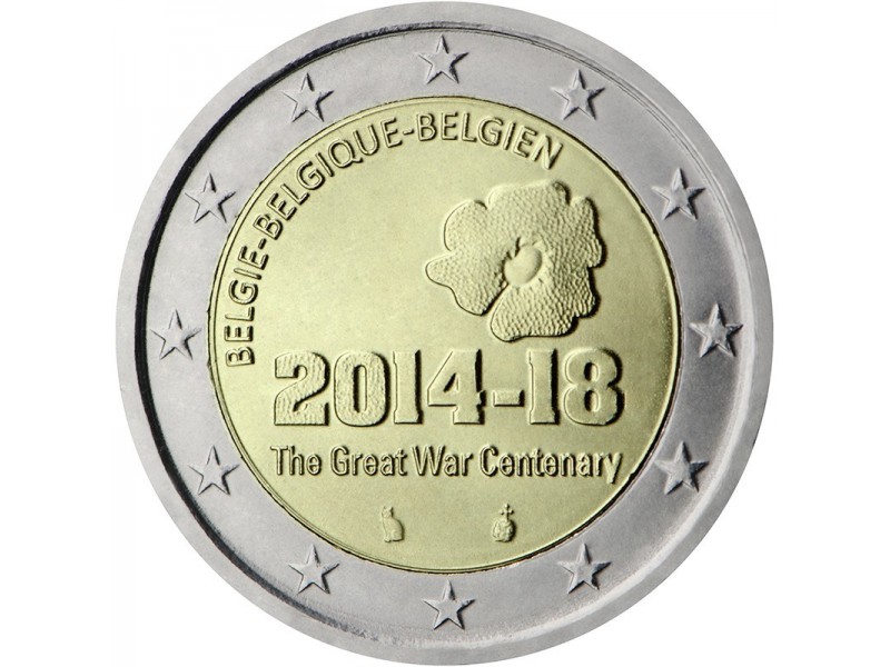 2 Euro commémorative Belgique 2014 1 er Guerre Mondiale -horizondescollectionneurs.com
