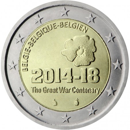 2 Euro commémorative Belgique 2014 1 er Guerre Mondiale -horizondescollectionneurs.com