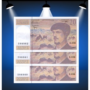 20 Francs DEBUSSY Lot 1997 Numéros consécutifs
