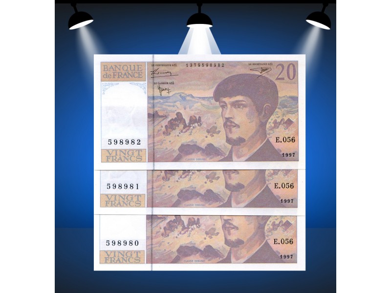 20 Francs DEBUSSY Lot 1997 Numéros consécutifs