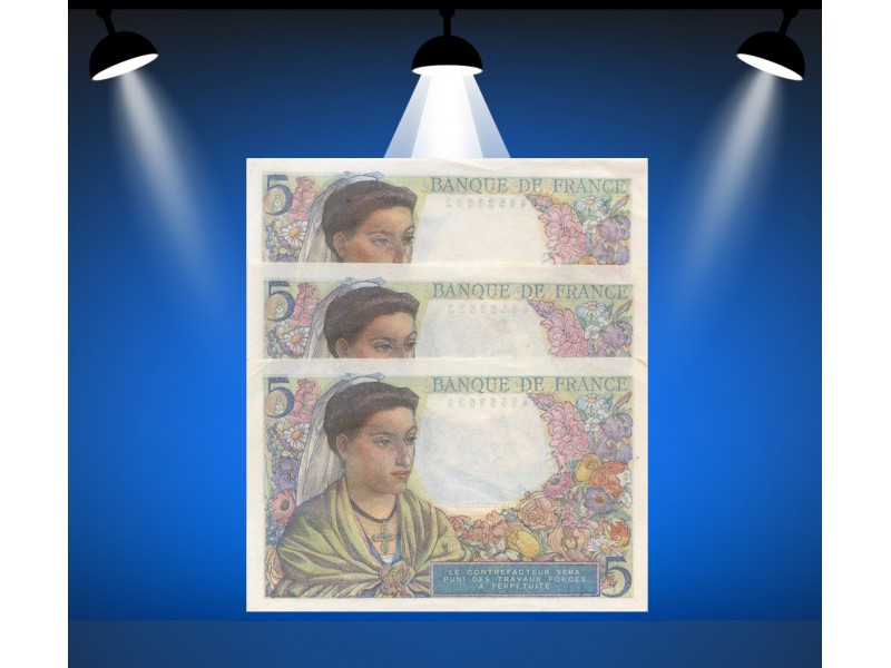 Lot 3 billets 5 Francs BERGER 1943   L.40