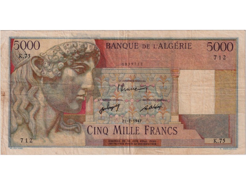 5000 Francs Algérie 1947 -P-105