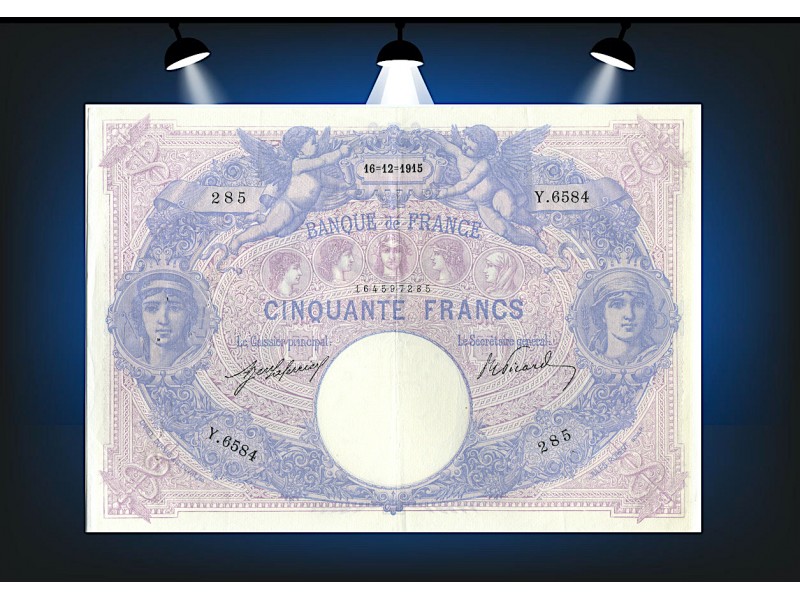 50 Francs BLEU & ROSE 1915 F.14.28  Alphabet Y.6584/285