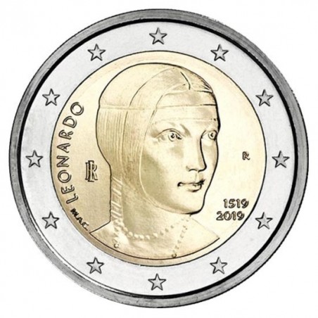 ITALIE pièce 2 euros 2019 - 500 ans Mort de Léonard de Vinci