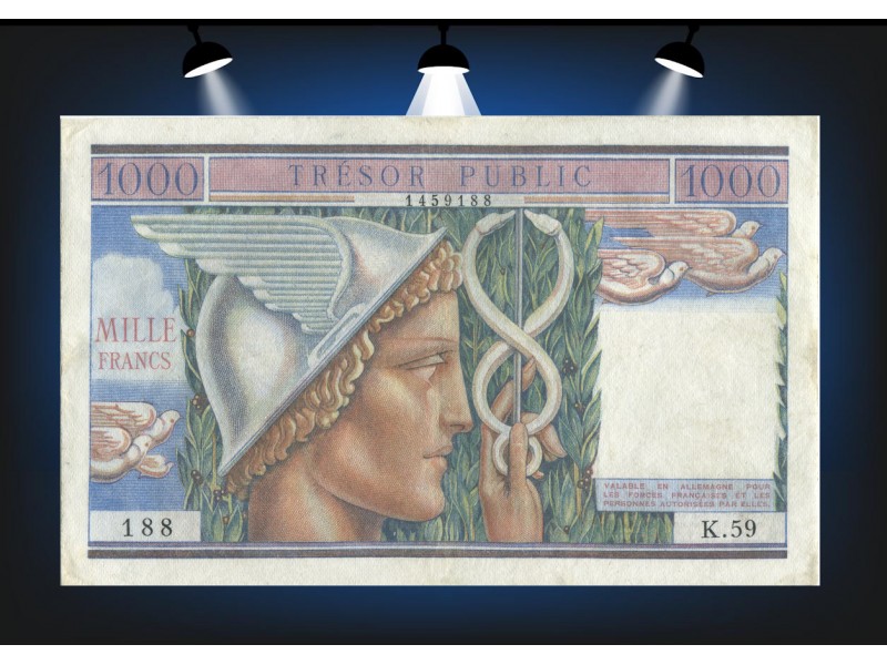 1000 Francs TRÉSOR PUBLIC 1955 VF.35.01 Alphabet K.59/188