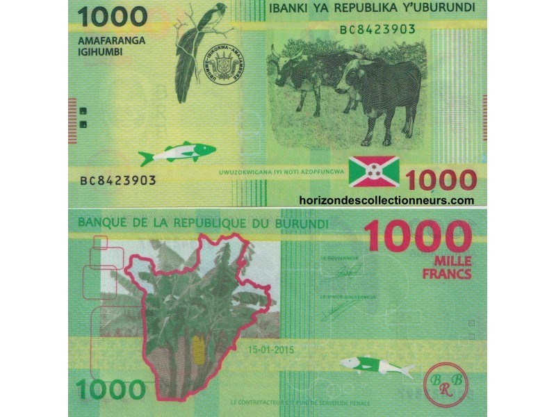 Burundi Billet 1000 Francs  2015 P-51a NEUF