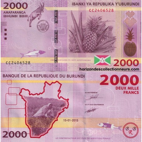 Burundi Billet 2000 Francs  2015 P-52b NEUF
