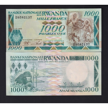 1000 Francs RWANDA 1988 P.21a