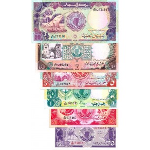 LOT DE 6 Billet SOUDAN : 25 Piastres à 20 Livres (1987-1991)