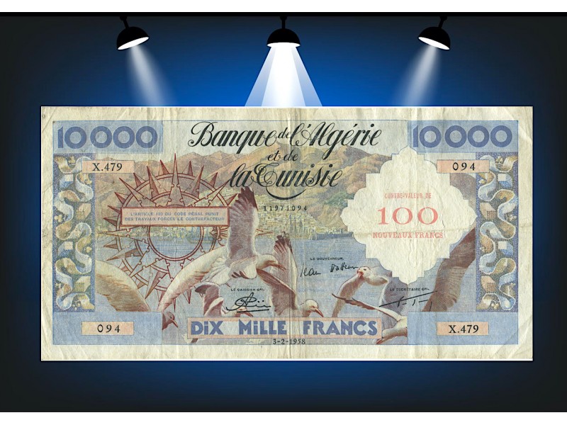 100 NF sur 10000 Francs ALGÉRIE 1958 P.114  Alph X.479 094