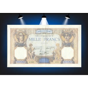 1000 Francs CÉRÈS & MERCURE 1939 F.38.37- Alphabet K.7945/983