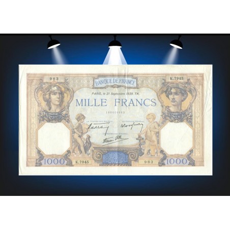 1000 Francs CÉRÈS & MERCURE 1939 F.38.37- Alphabet K.7945/983