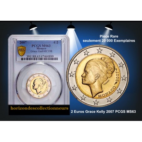 2 Euros MONACO 2007 Grace Kelly PCGS MS63