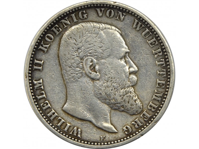 Pièce 5 Mark Allemagne 1898 Royaume de Wurtemberg