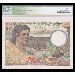 1000 Francs TRÉSOR ALGÉRIE 1942 P. 112a ICG 45 EXTRA FINE 2